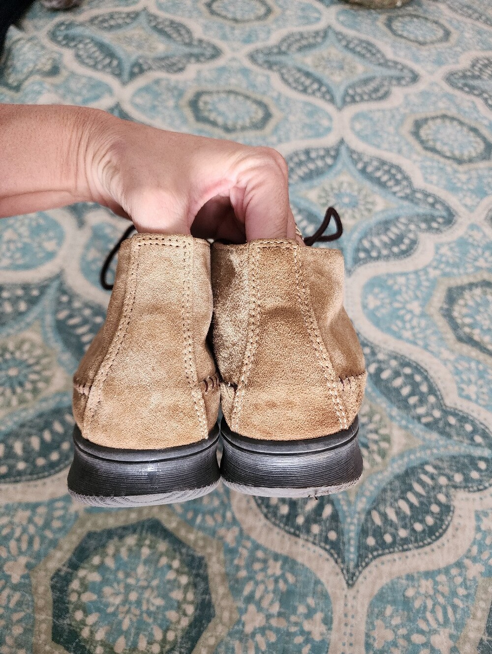 VTG Cheyenne Tan Suede Boho Chukka Ankle Bootie Moccasins - Picture 3 of 9